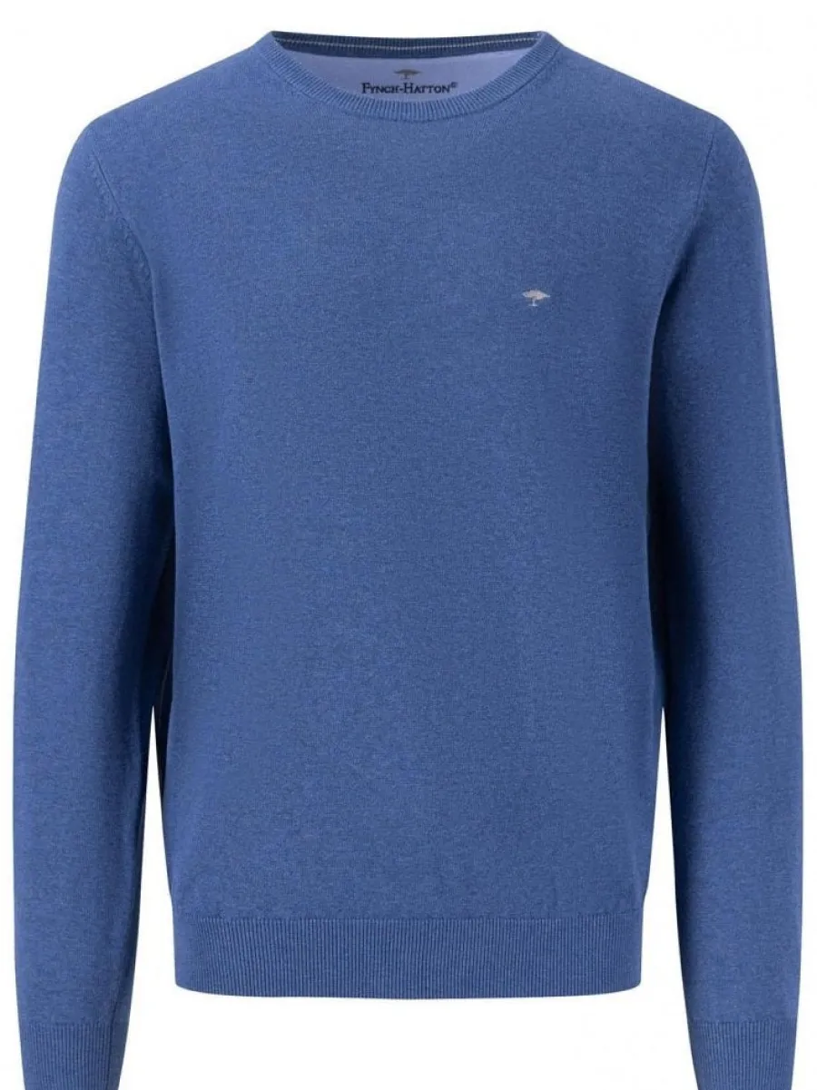 Fynch Hatton Crew Neck Sweater - Men's Fine Knit – Azure