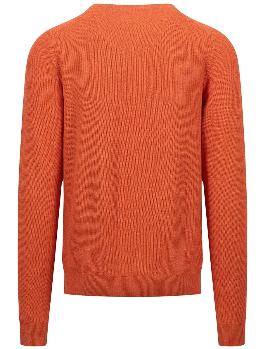 Fynch Hatton Crew Neck Sweater - Men's Fine Knit – Rust