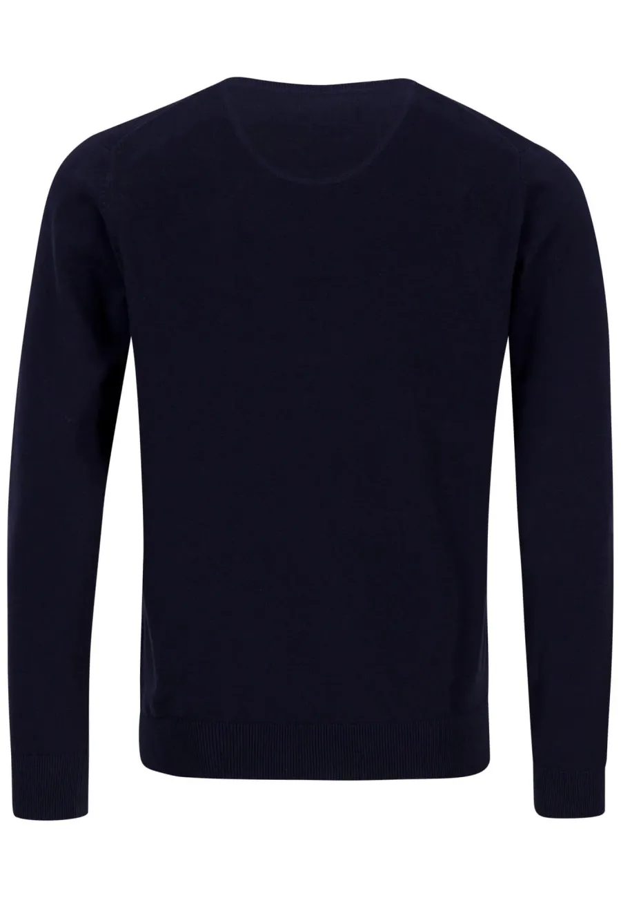 fynch_hatton_crew_neck_sw_2-3.webp Fynch Hatton Crew Neck Sweater - Men's Fine Knit – Navy