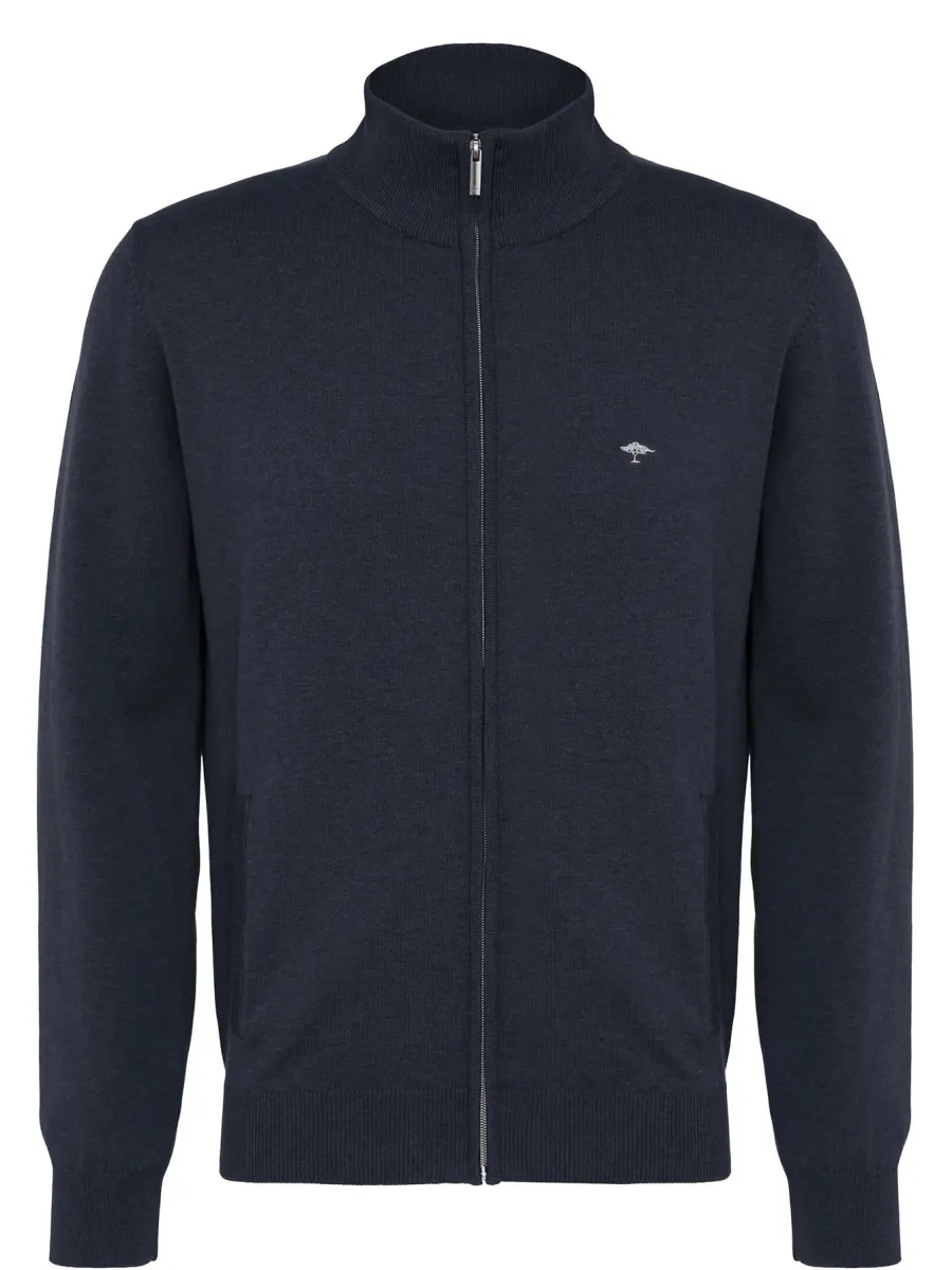 Fynch Hatton Full Zip Cardigan - Men's Superfine Cotton – Navy