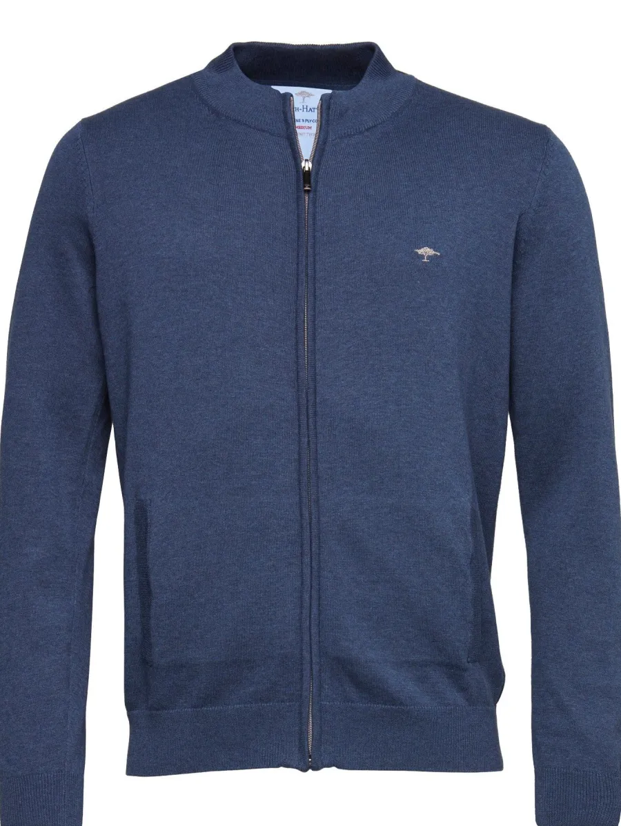 Fynch Hatton Full Zip Cardigan - Men's Superfine Cotton – Night