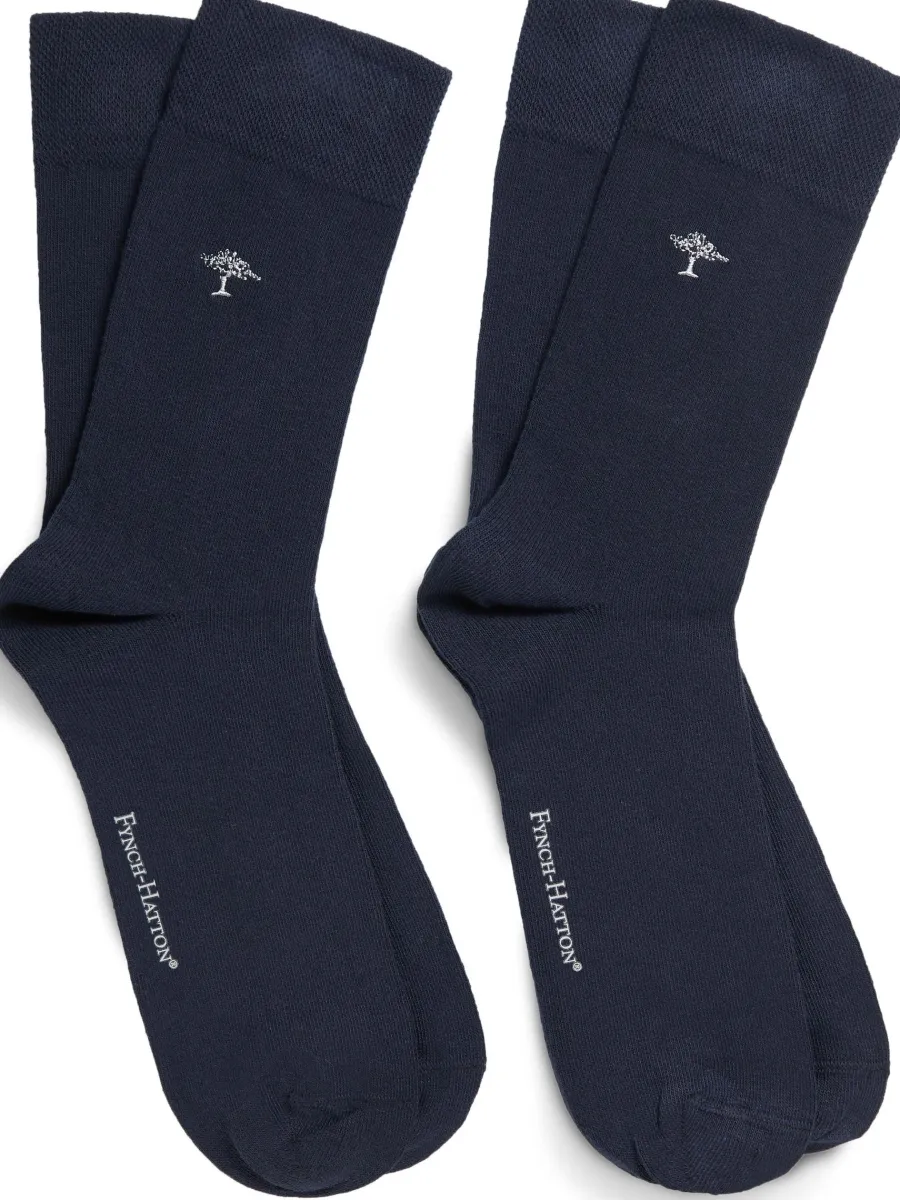 Fynch Hatton Logo Socks - Men's Double Pack – Navy