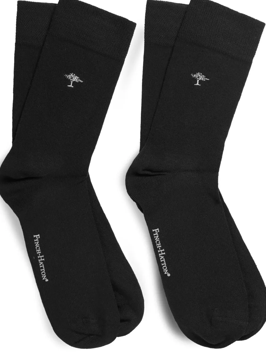 Fynch Hatton Logo Socks - Men's Double Pack – Black