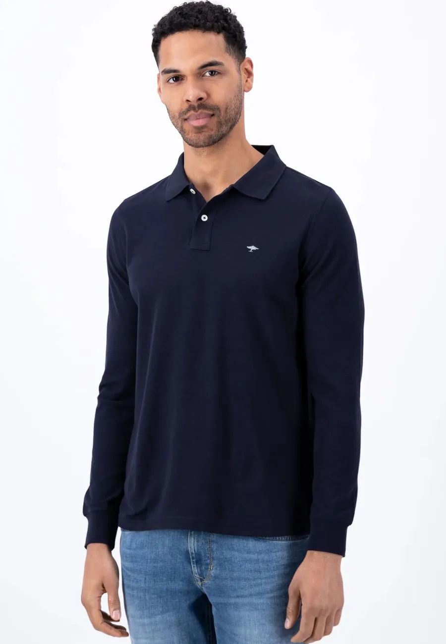Fynch Hatton Long Sleeve Polo Shirt - Men's Soft Cotton – Navy