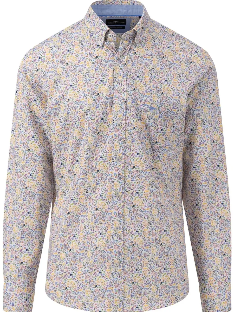 Fynch Hatton Multi Print Shirt - Men's Soft Cotton – Dusty Lavender