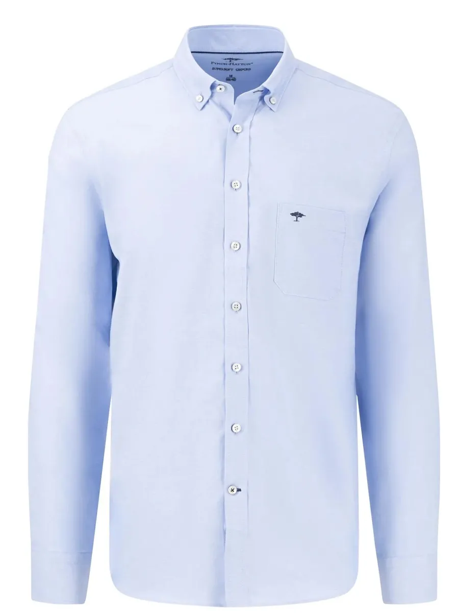 Fynch Hatton Oxford Shirt - Men's Soft Cotton – Light Blue