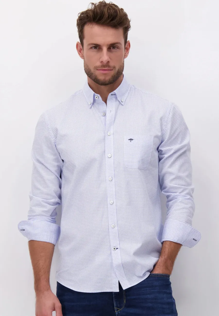 fynch_hatton_oxford_shirt_1.webp Fynch Hatton Oxford Shirt - Men's Soft Cotton – Light Blue Check