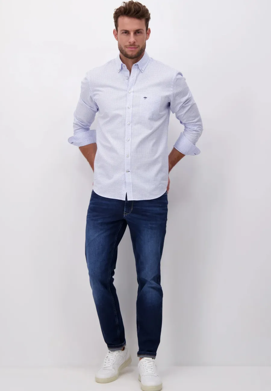 fynch_hatton_oxford_shirt_2.webp Fynch Hatton Oxford Shirt - Men's Soft Cotton – Light Blue Check
