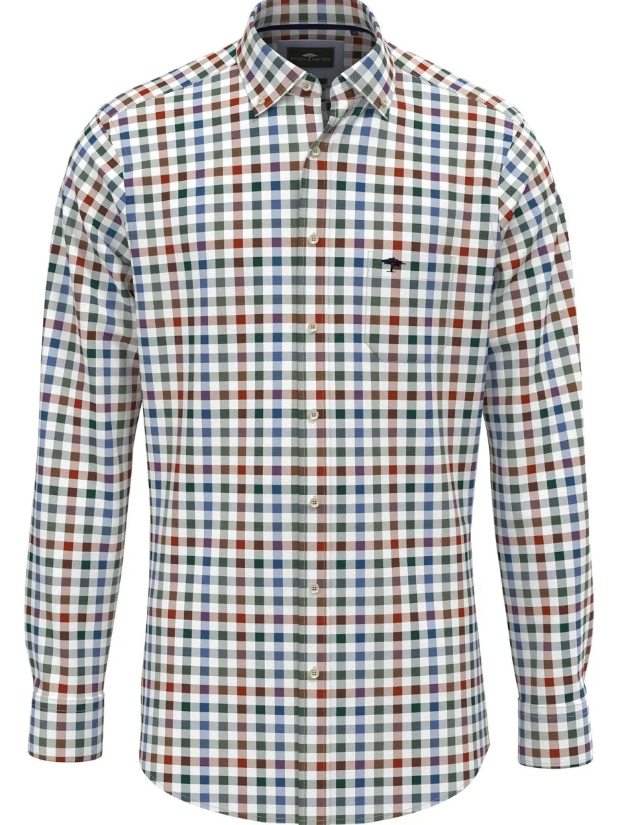 Fynch Hatton Pure Cotton Shirt - Men's – Classic Combi Check Rust