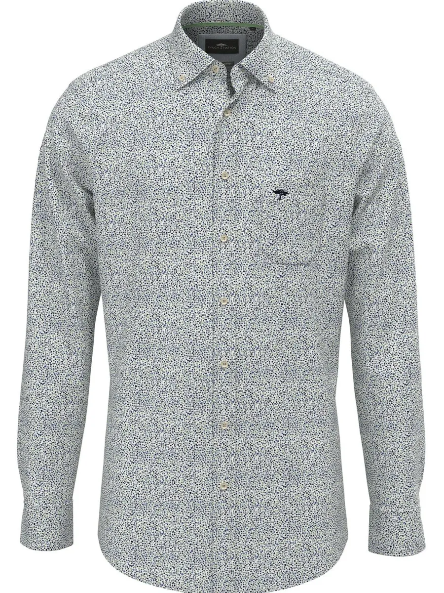 Fynch Hatton Pure Cotton Shirt - Men's – Minimal Pattern Turf Green