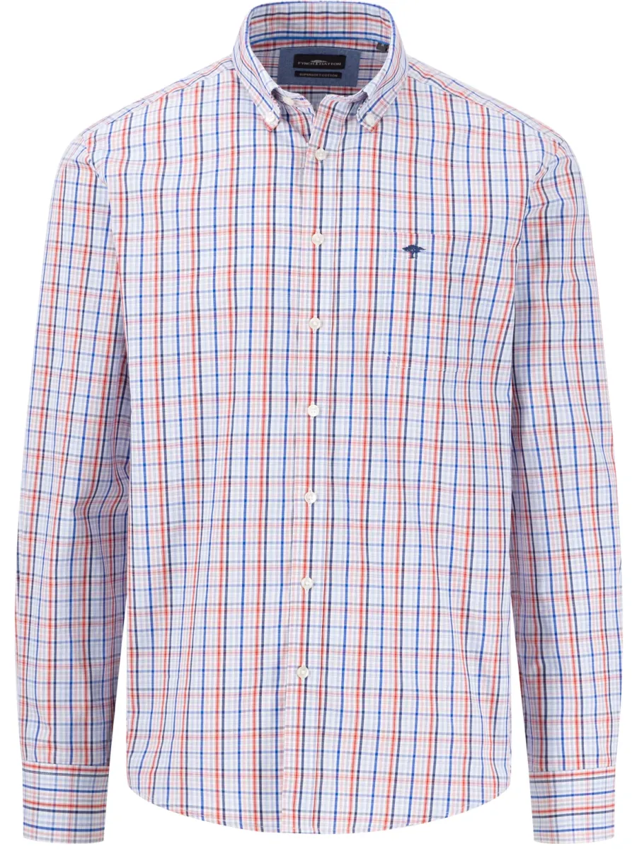 Fynch Hatton Pure Cotton Checked Shirt - Men's – Poppy Red
