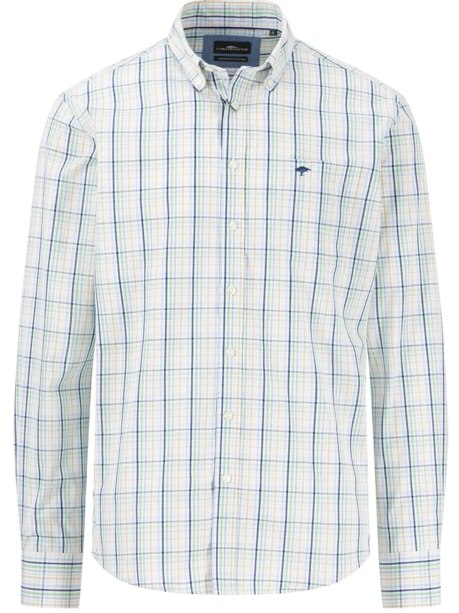 Fynch Hatton Pure Cotton Checked Shirt - Men's – Turf Green