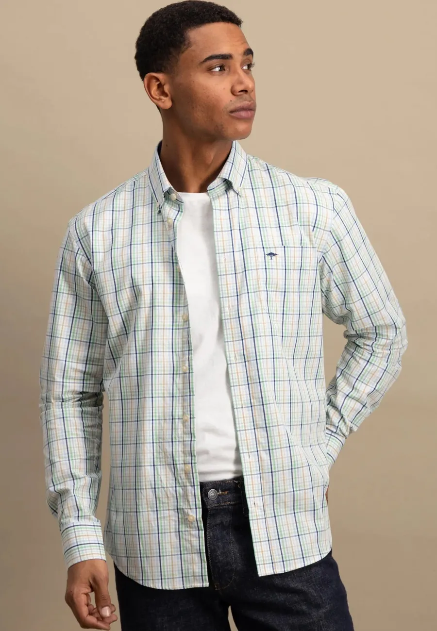 fynch_hatton_pure_cotton__1-9.webp Fynch Hatton Pure Cotton Checked Shirt - Men's – Turf Green