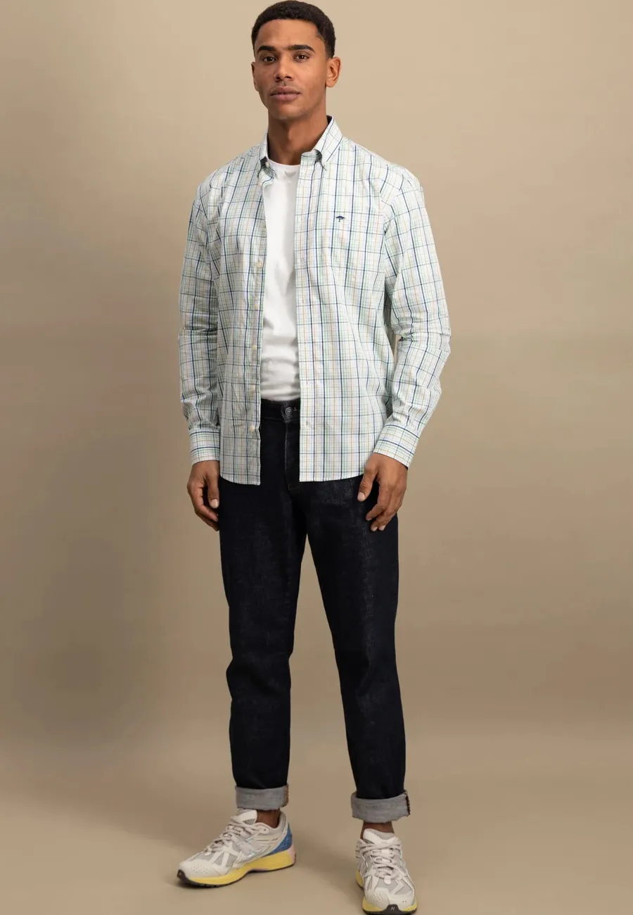 fynch_hatton_pure_cotton__2.webp Fynch Hatton Pure Cotton Checked Shirt - Men's – Turf Green
