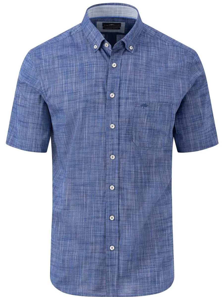 Fynch Hatton Short-Sleeve Shirt - Men's Slub Cotton – Navy