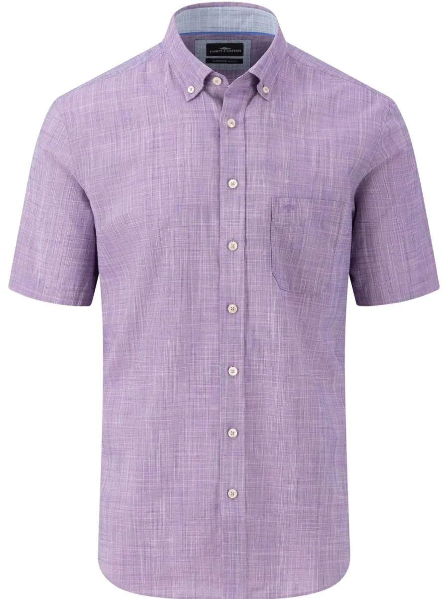 Fynch Hatton Short-Sleeve Shirt - Men's Slub Cotton – Dusty Lavender