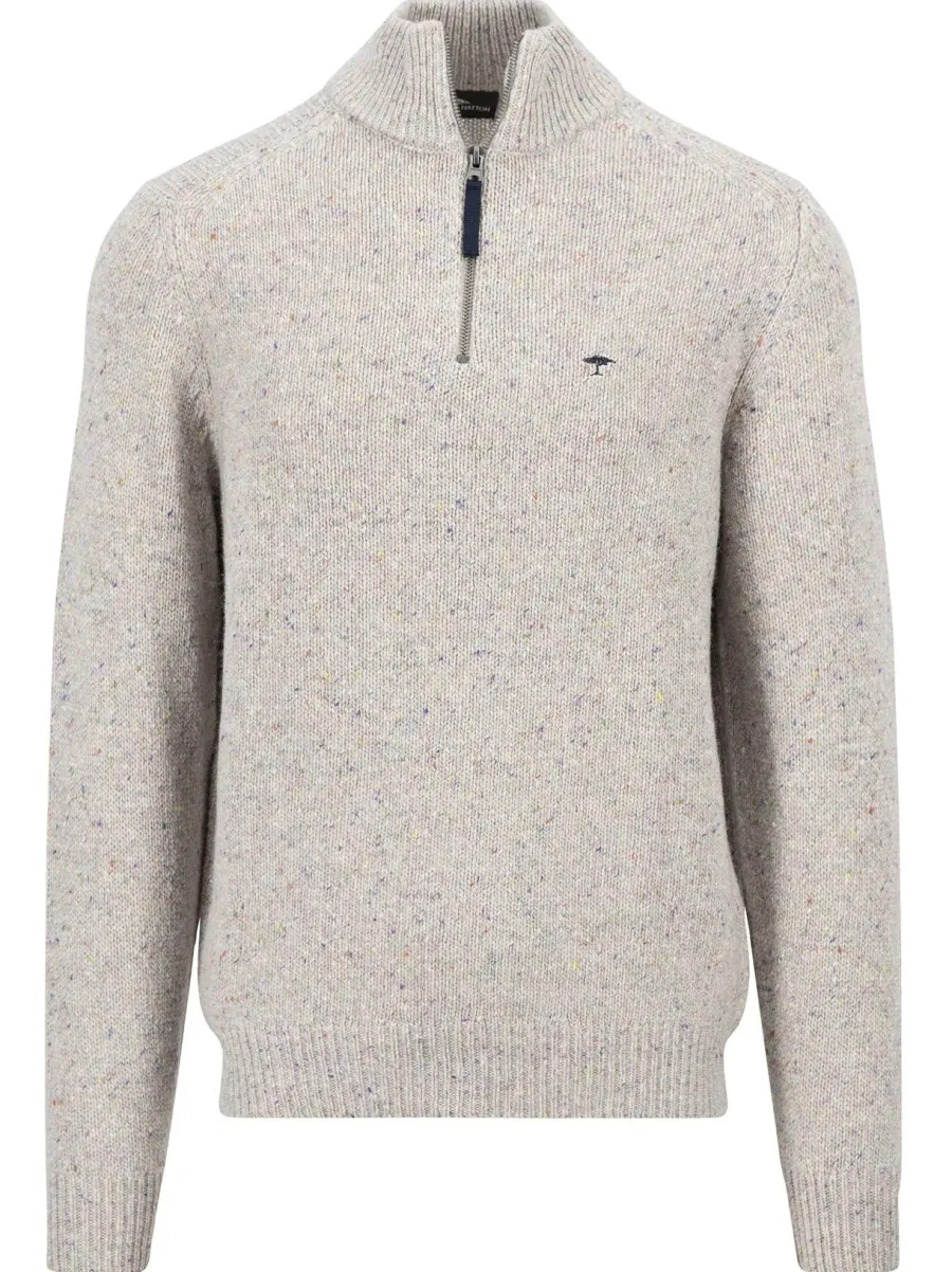 Fynch Hatton Troyer 1/4 Zip Donegal Knit - Men's – Winter White