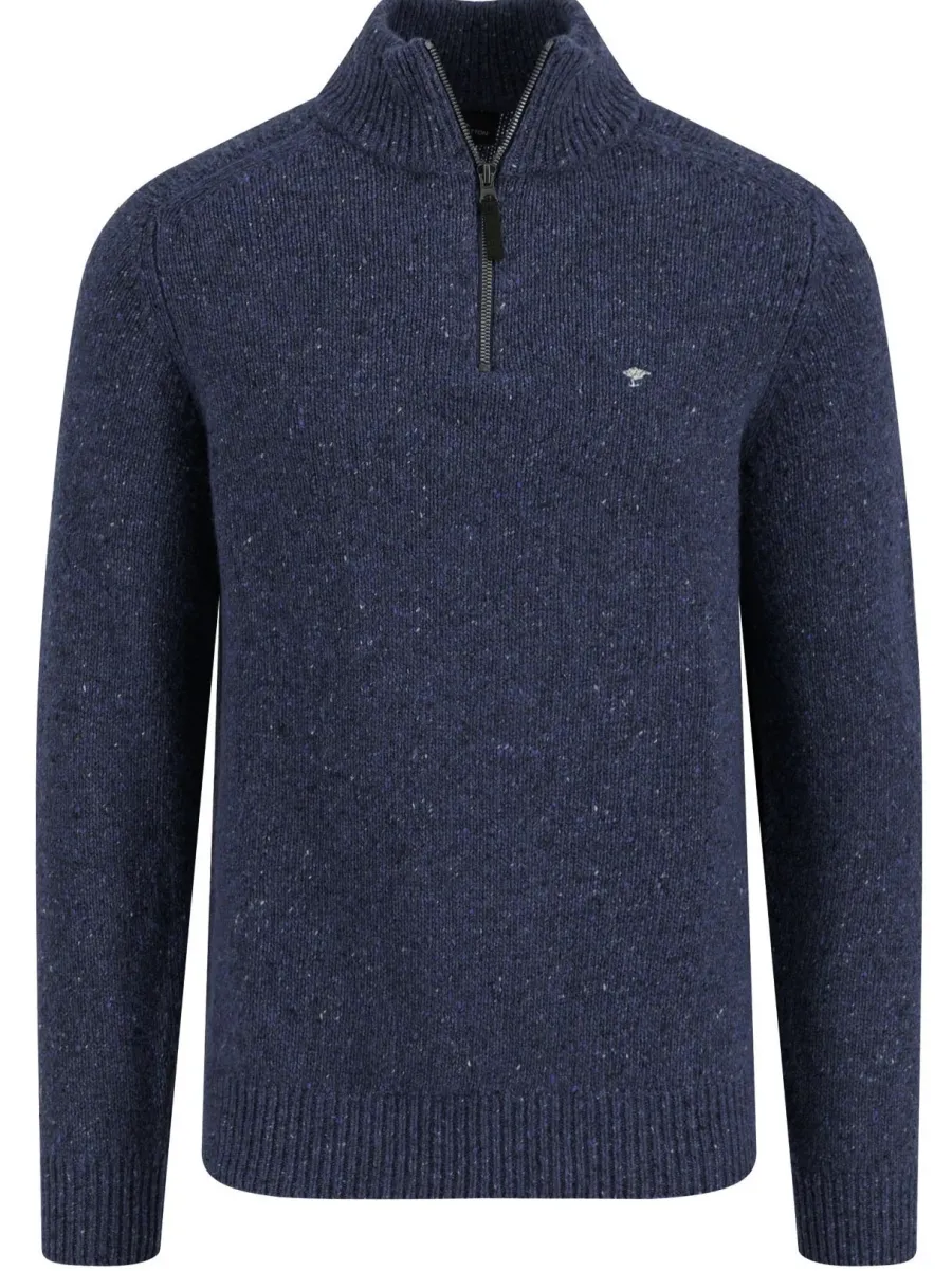 Fynch Hatton Troyer 1/4 Zip Donegal Knit - Men's – Navy