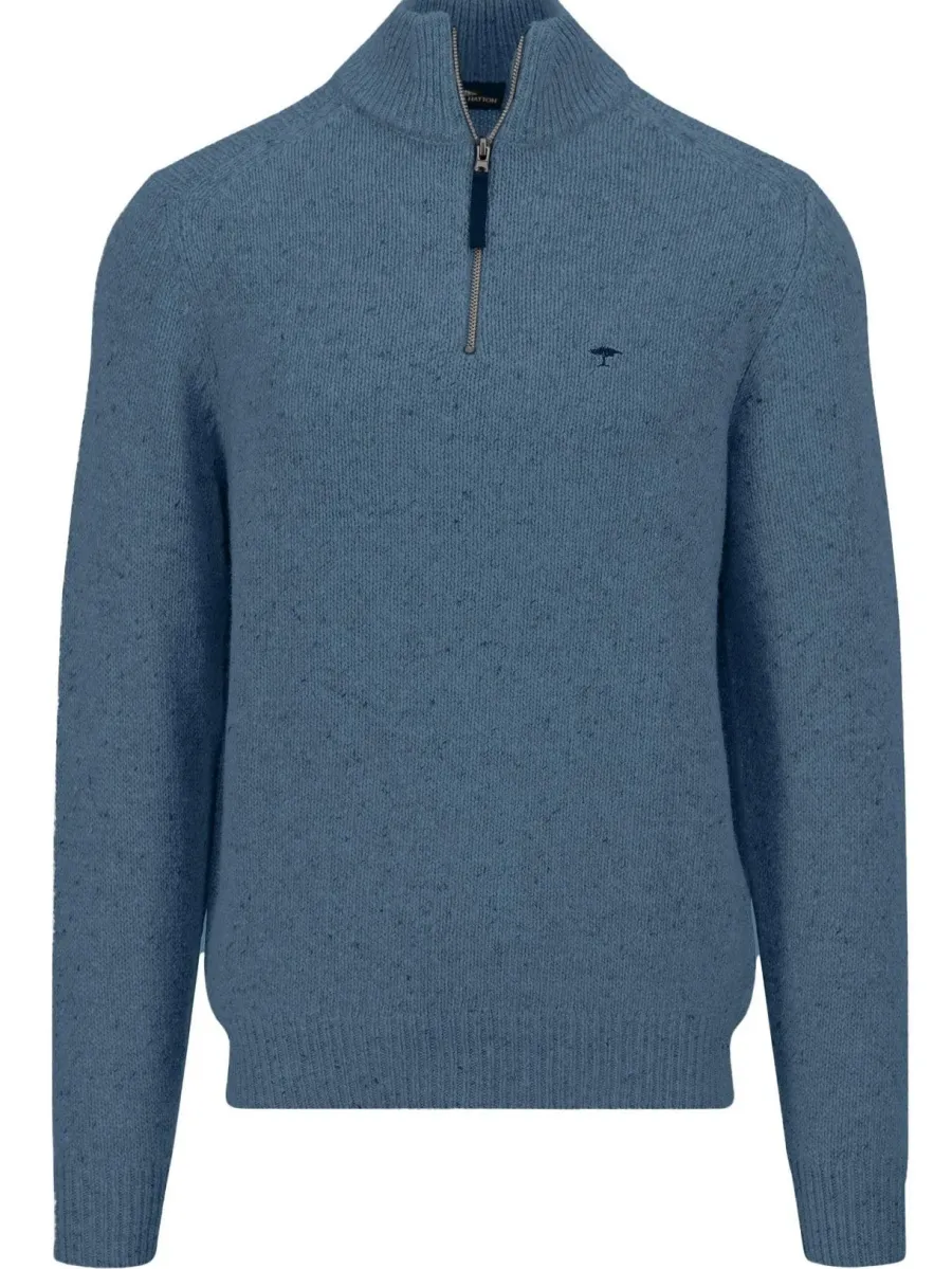 Fynch Hatton Troyer 1/4 Zip Donegal Knit - Men's – Cloud Blue