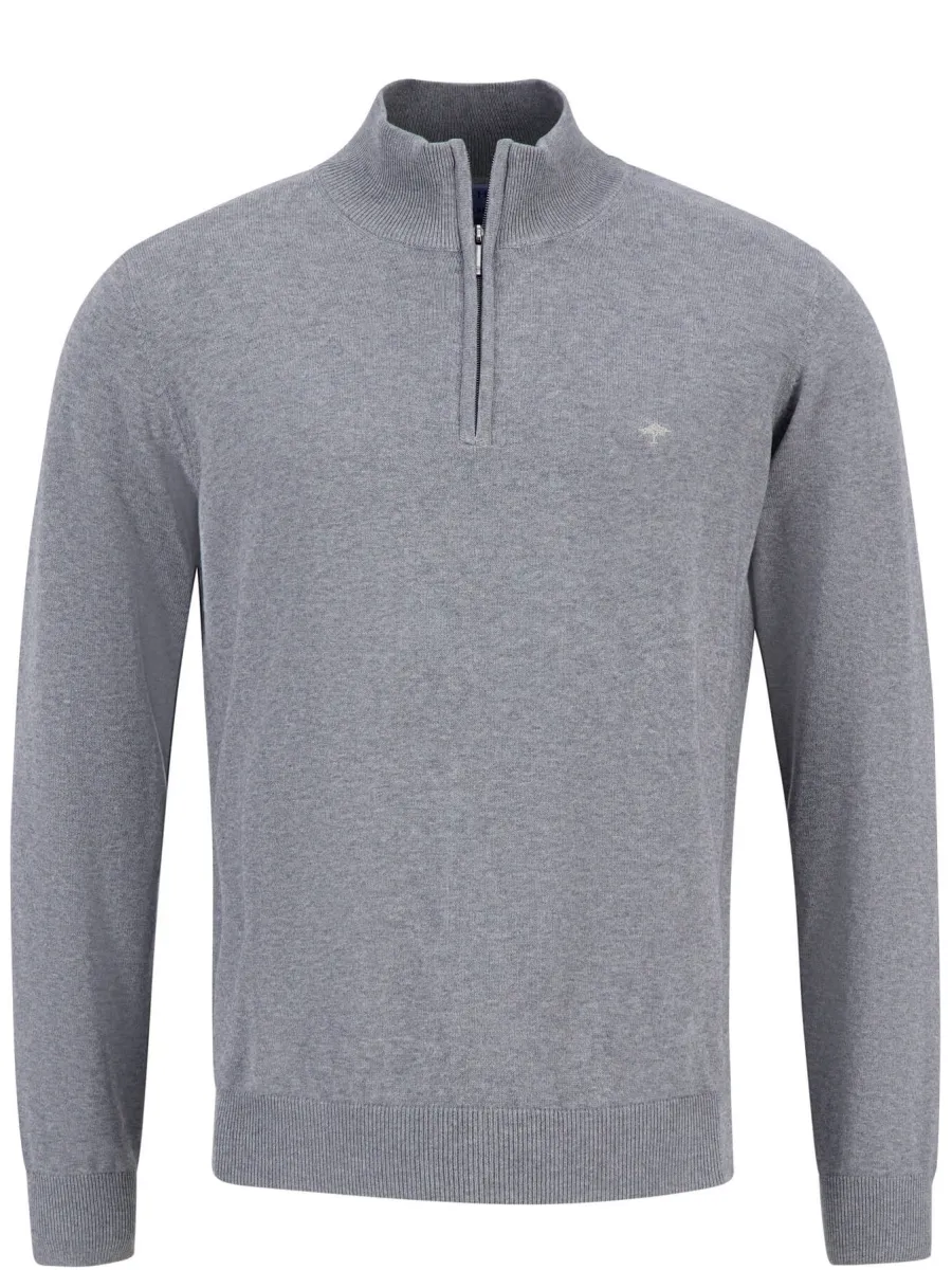 Fynch Hatton Troyer 1/4 Zip Soft Cotton Knit - Men's – Steel