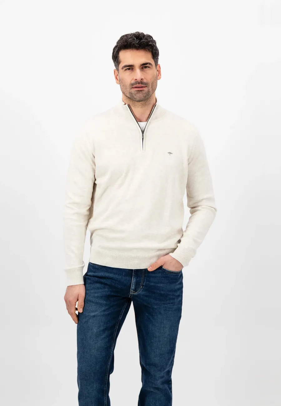fynch_hatton_troyer__zip__1-3.webp Fynch Hatton Troyer 1/4 Zip Soft Cotton Knit - Men's – Winter White