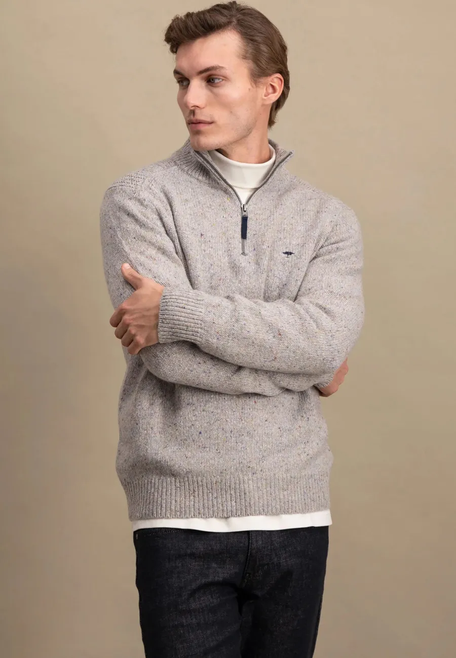 Fynch Hatton Troyer 1/4 Zip Donegal Knit - Men's – Winter White