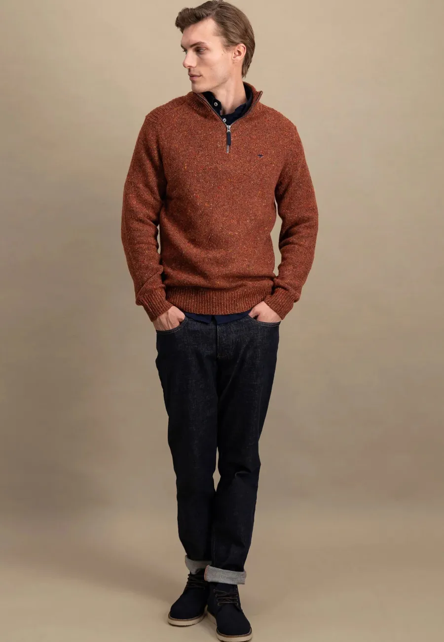 fynch_hatton_troyer__zip__3-5.webp Fynch Hatton Troyer 1/4 Zip Donegal Knit - Men's – Flame
