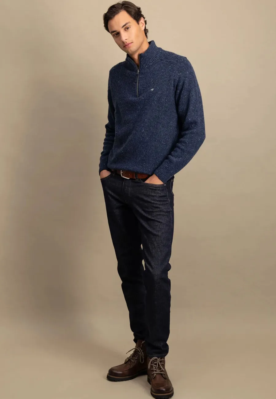 fynch_hatton_troyer__zip__3-6.webp Fynch Hatton Troyer 1/4 Zip Donegal Knit - Men's – Navy