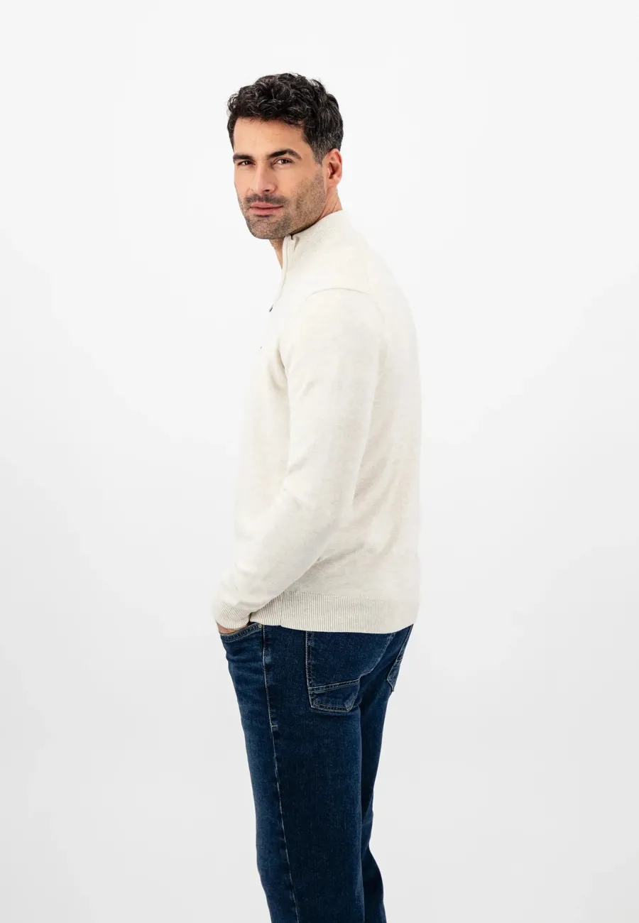 fynch_hatton_troyer__zip__4-2.webp Fynch Hatton Troyer 1/4 Zip Soft Cotton Knit - Men's – Winter White