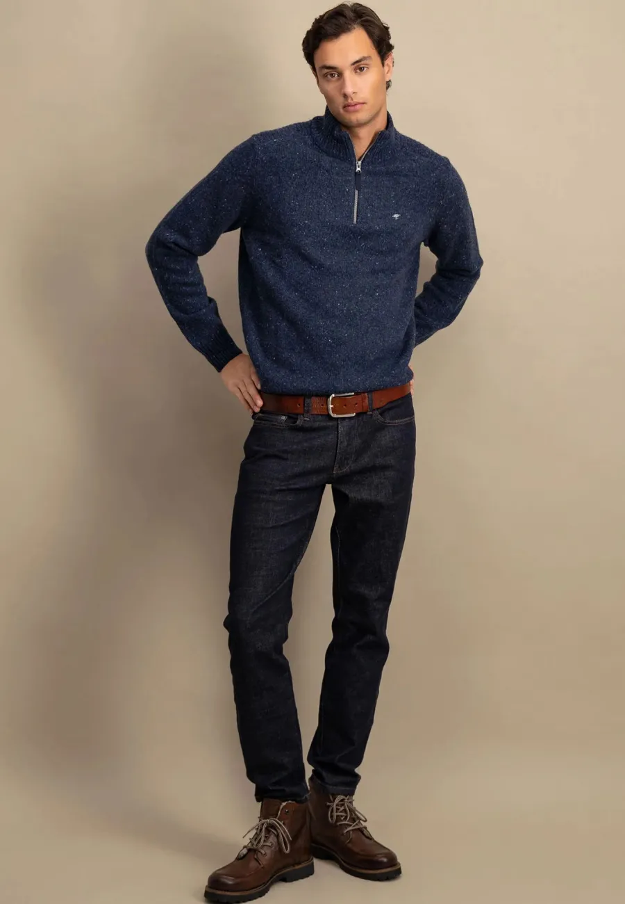 fynch_hatton_troyer__zip__4-5.webp Fynch Hatton Troyer 1/4 Zip Donegal Knit - Men's – Navy