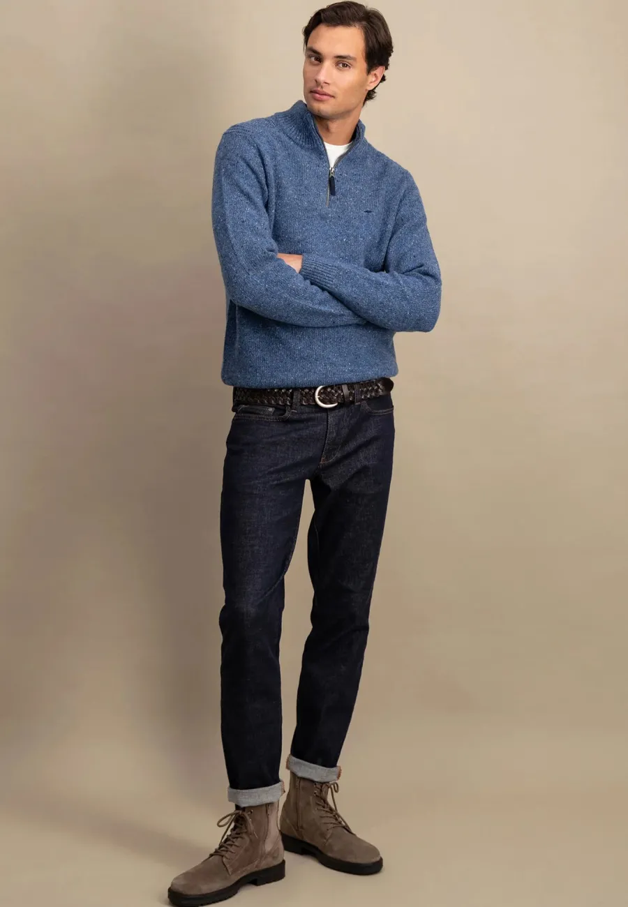 fynch_hatton_troyer__zip__4-6.webp Fynch Hatton Troyer 1/4 Zip Donegal Knit - Men's – Cloud Blue