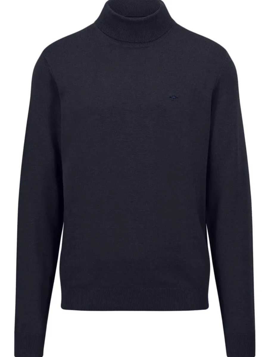 Fynch Hatton Turtle Neck Cotton Sweater - Men's – Navy