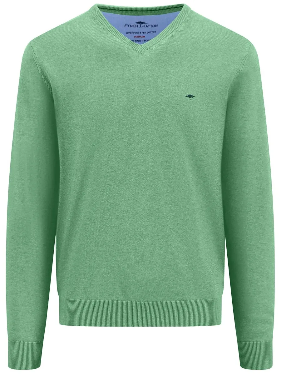 Fynch Hatton V-Neck Sweater - Men's Fine Knit – Turf Green