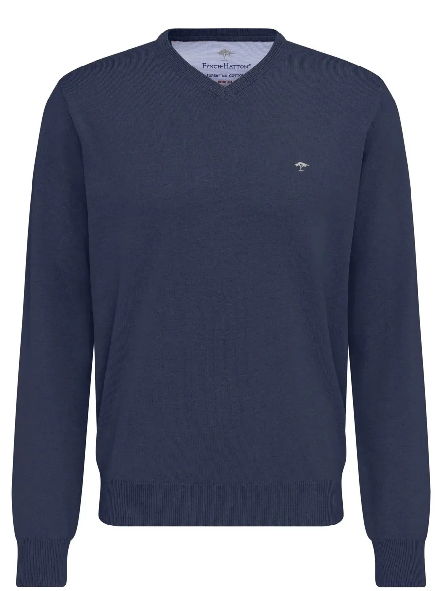 Fynch Hatton V-Neck Sweater - Men's Fine Knit – Night