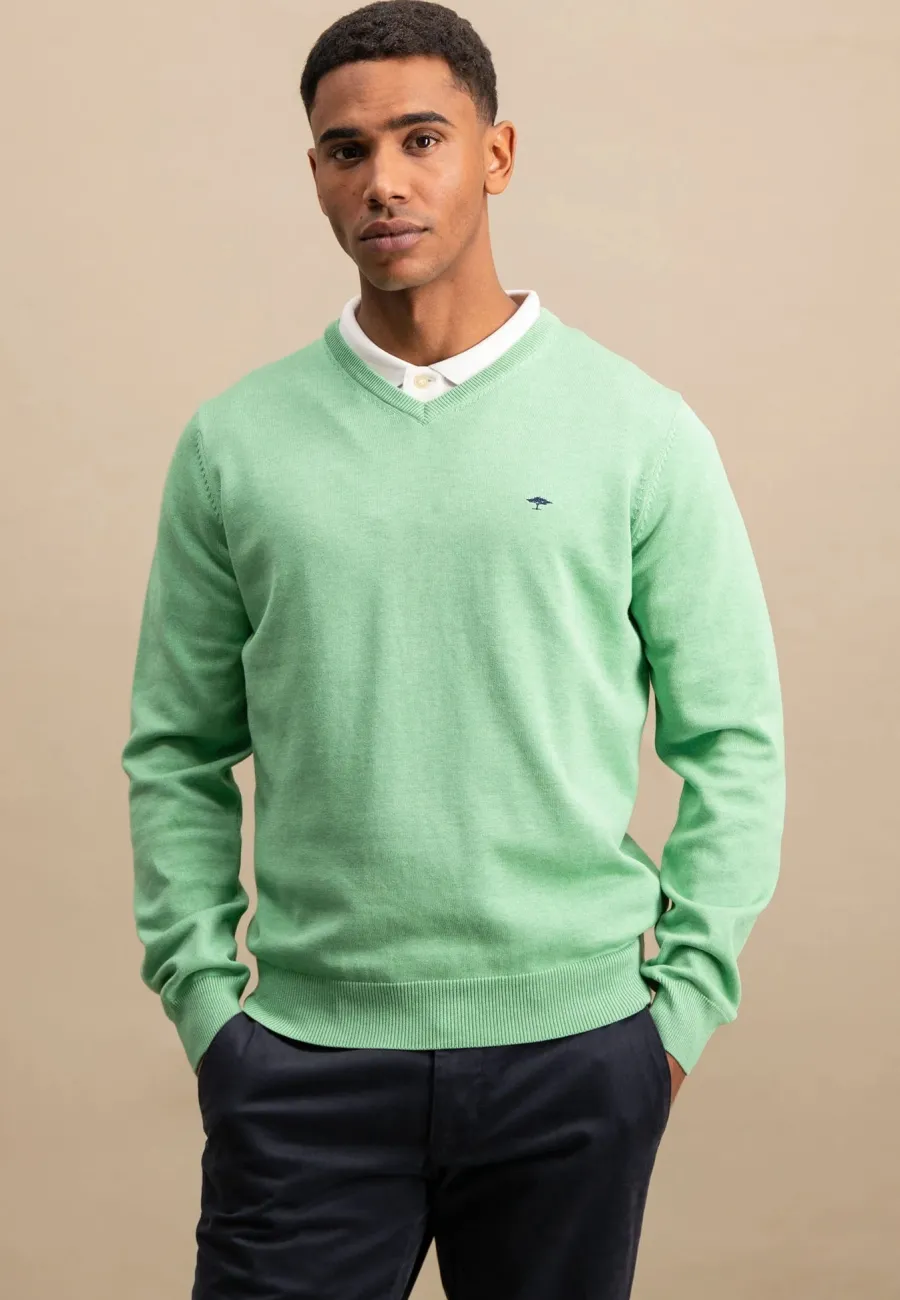 Fynch Hatton V-Neck Sweater - Men's Fine Knit – Turf Green