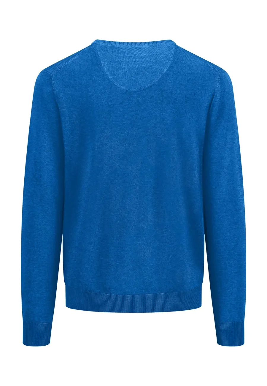 Fynch Hatton V-Neck Sweater - Men's Fine Knit – Strong Blue