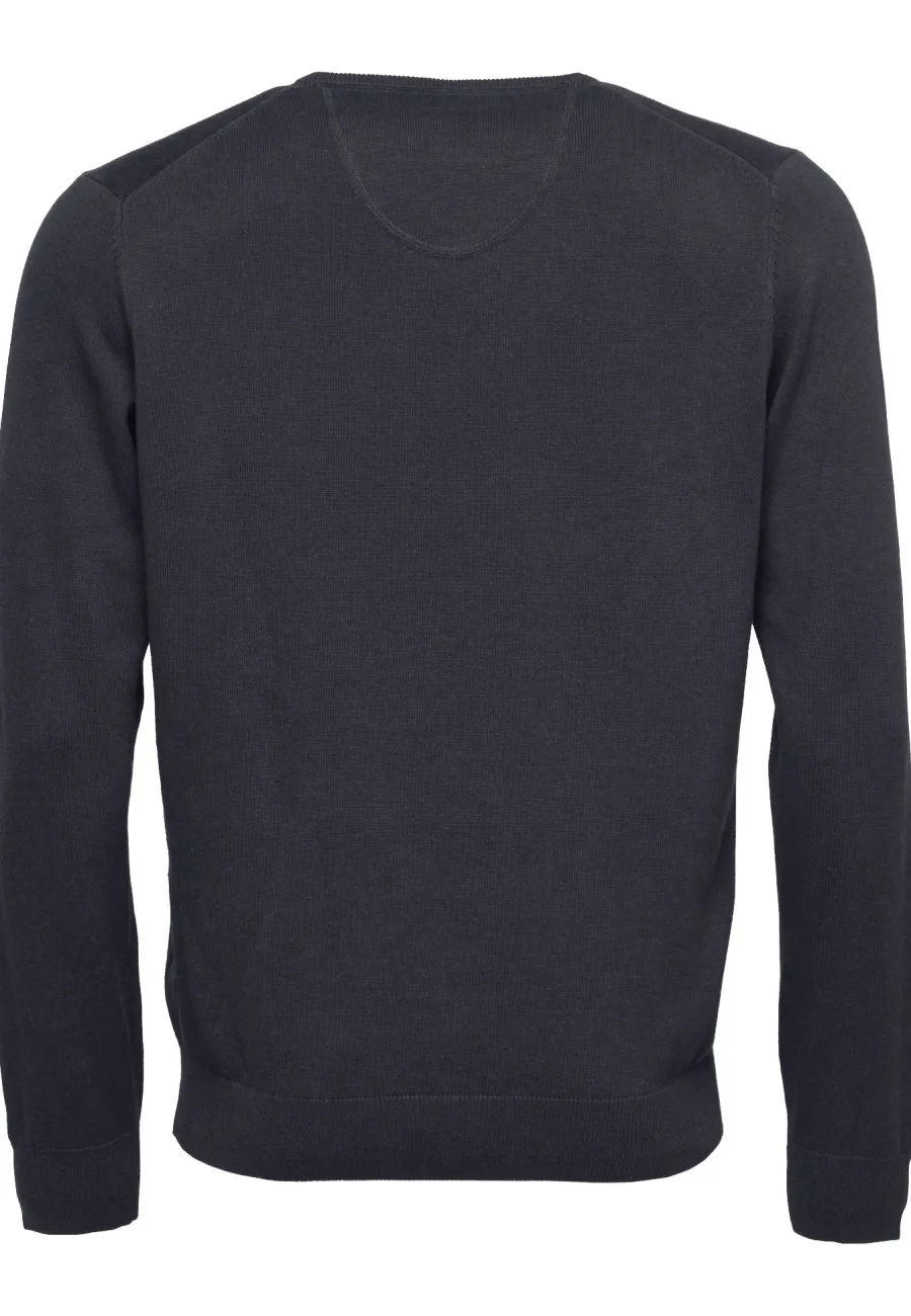 fynch_hatton_vneck_sweate_2-1.webp Fynch Hatton V-Neck Sweater - Men's Fine Knit – Charcoal