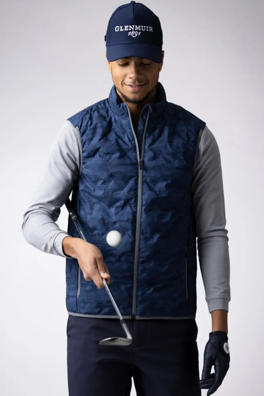 Glenmuir Bute Zip Front Padded Golf Gilet - Mens - Navy Camo