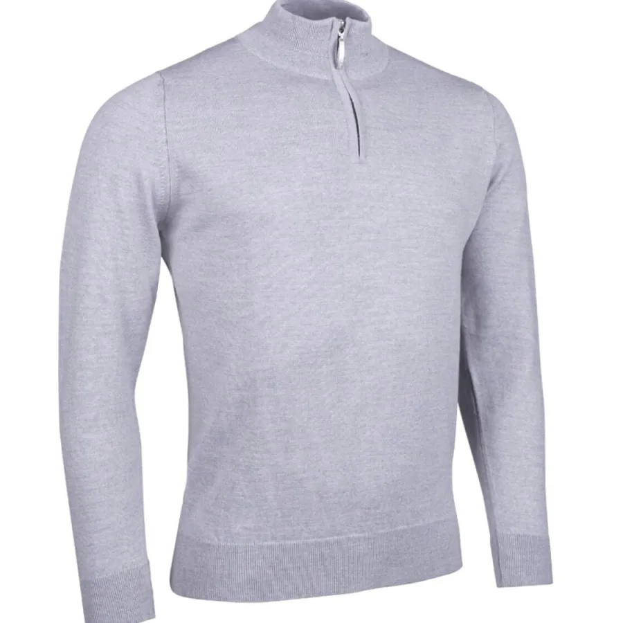 Glenmuir Jasper Quarter Zip Merino Wool Sweater - Mens - Light Grey Ma