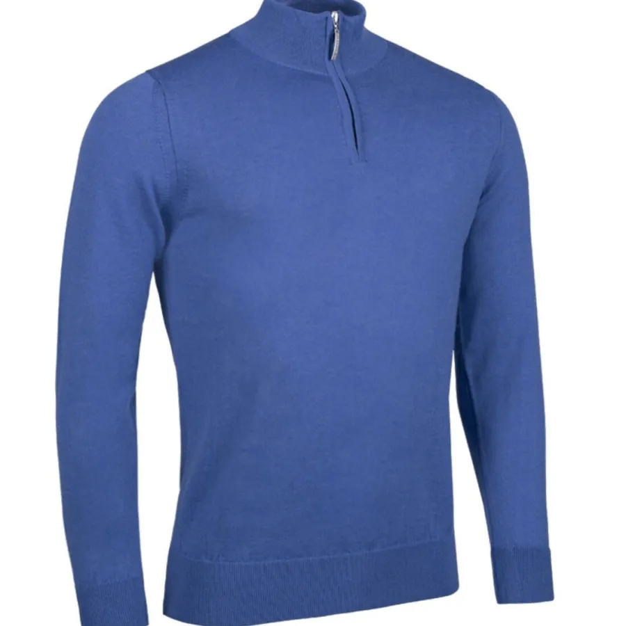 Glenmuir Jasper Quarter Zip Merino Wool Sweater - Mens - Tahiti Marl