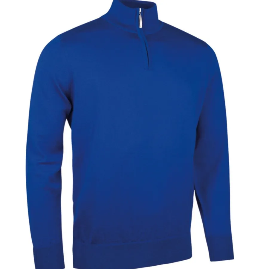 Glenmuir Jasper Quarter Zip Merino Wool Sweater - Mens - Ascot Blue