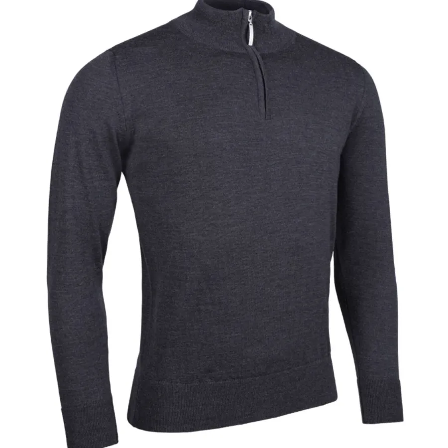 Glenmuir Jasper Quarter Zip Merino Wool Sweater - Mens - Charcoal Marl