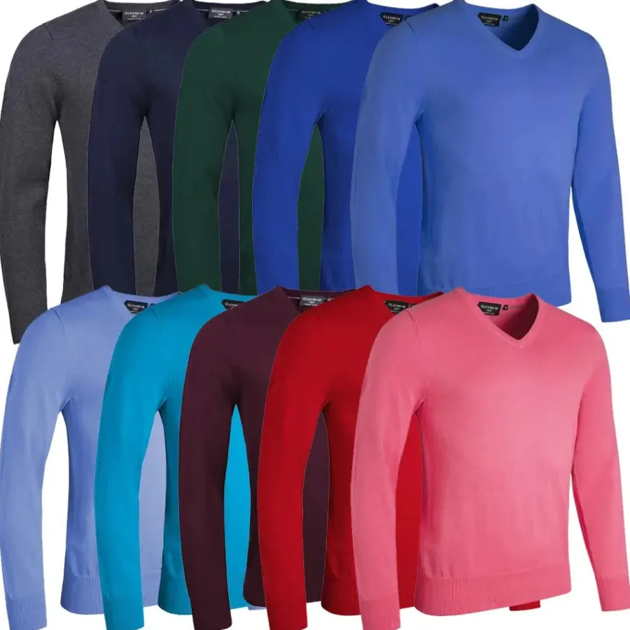 Glenmuir Mens Eden V Neck Sweater - Cotton - 19 Colour Options