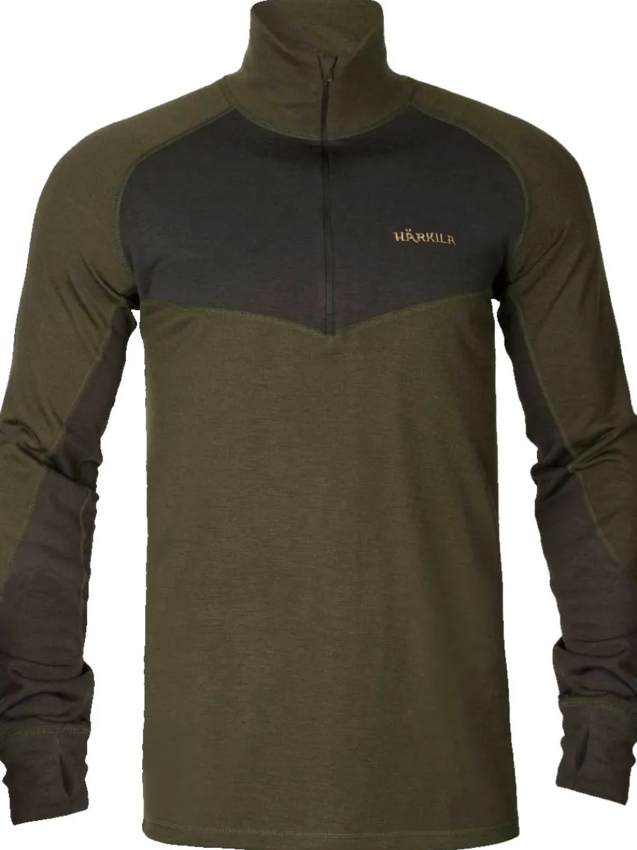 Harkila Base Warm Half Zip Neck - Mens - Willow Green / Shadow Brown