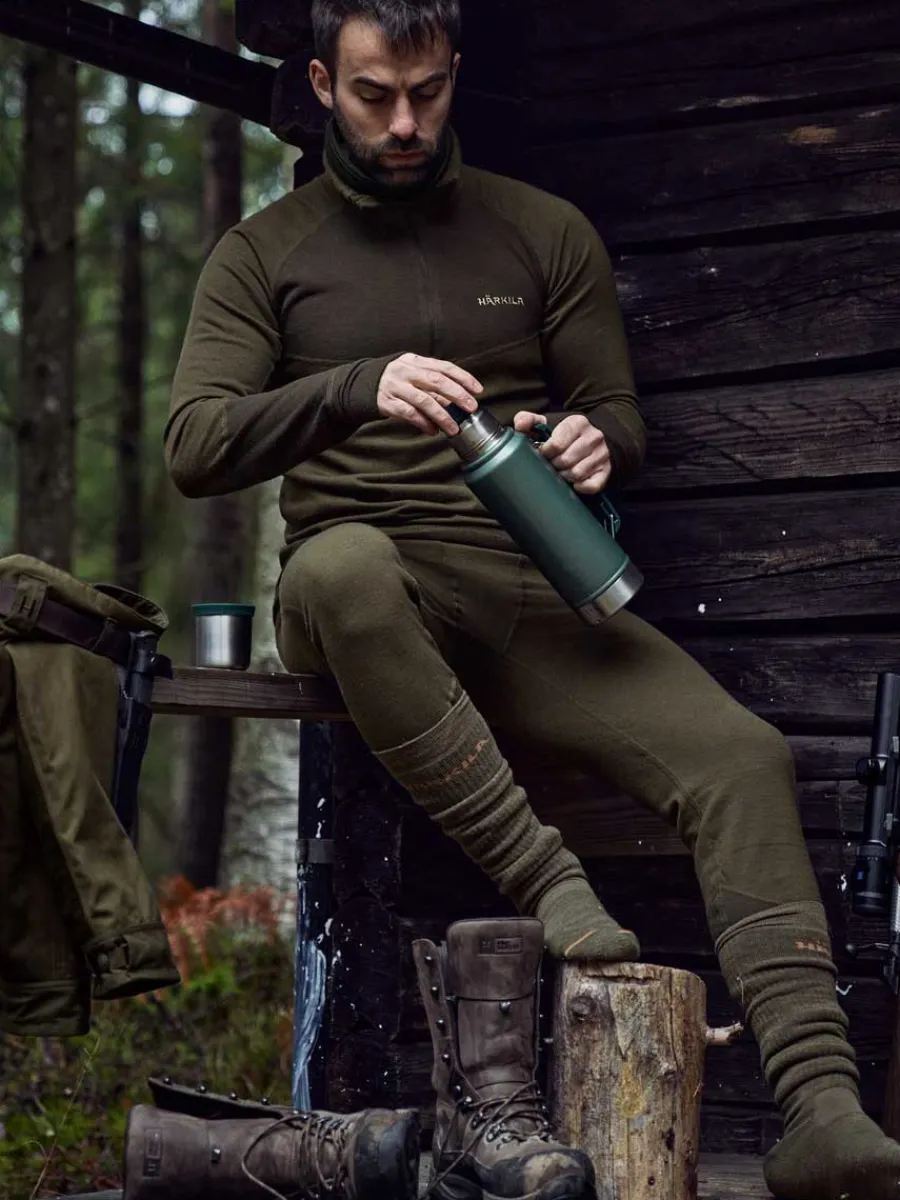 Harkila Base Warm Half Zip Neck - Mens - Willow Green / Shadow Brown