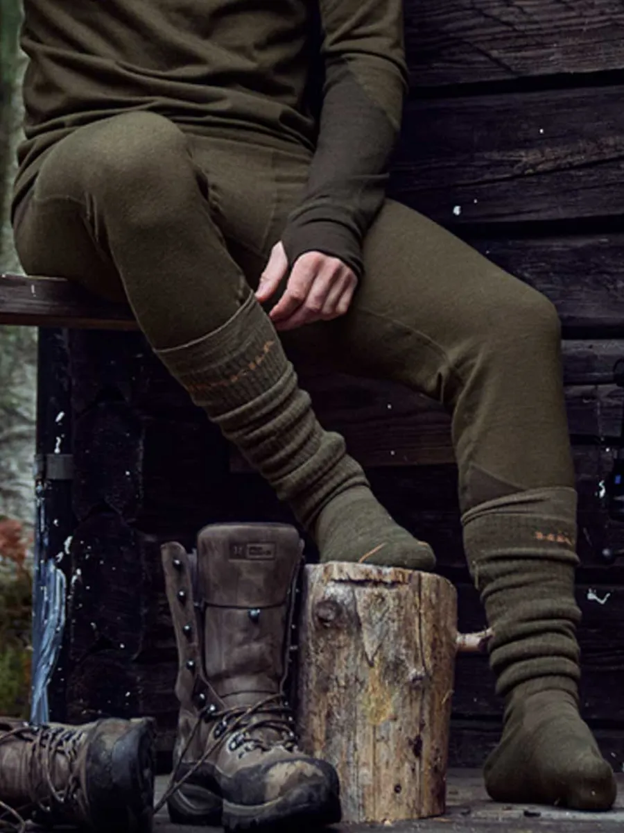 Harkila Base Warm Long Johns - Mens - Willow Green / Shadow Brown