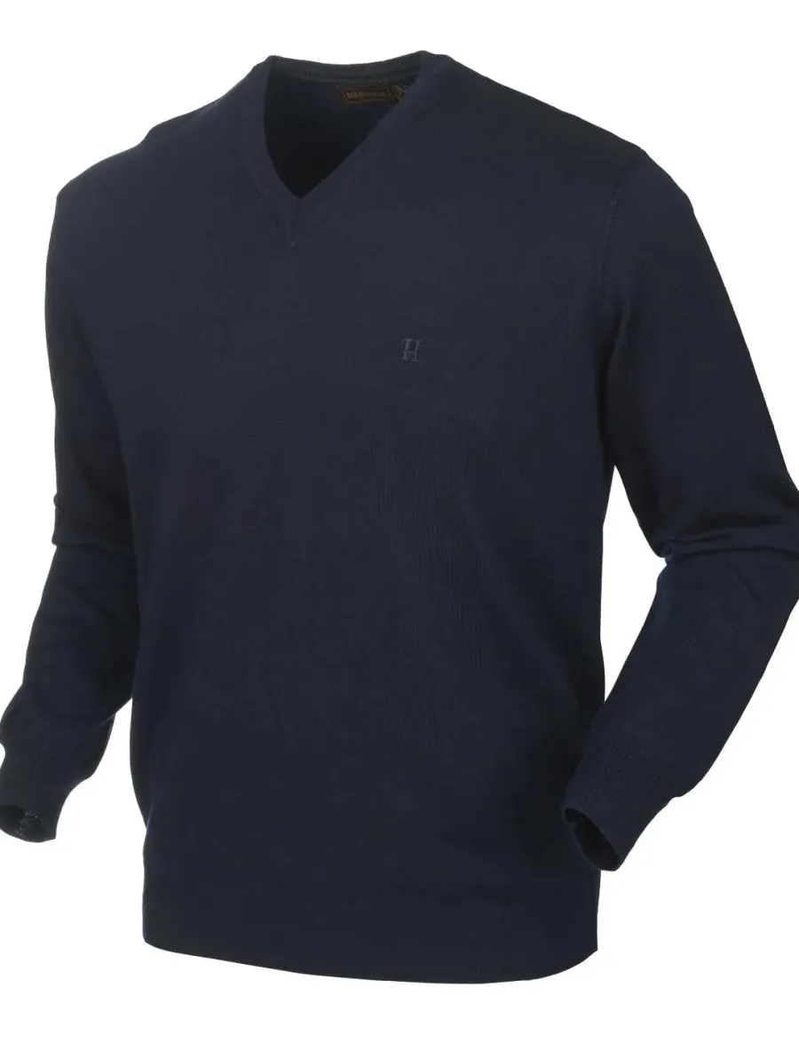 Harkila Glenmore Pullover - Mens Merino Knitwear - Dark Navy