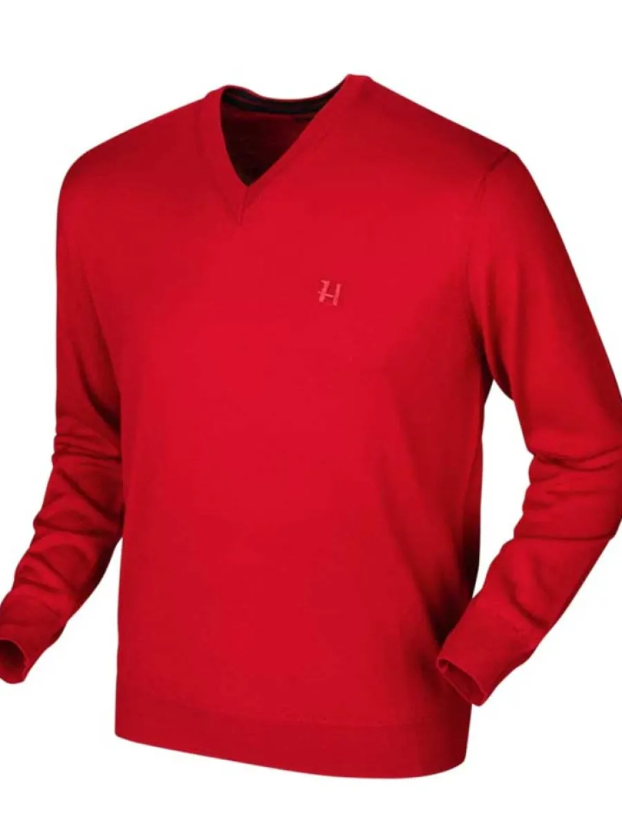 Harkila Glenmore Pullover - Mens Merino Knitwear - Jester Red