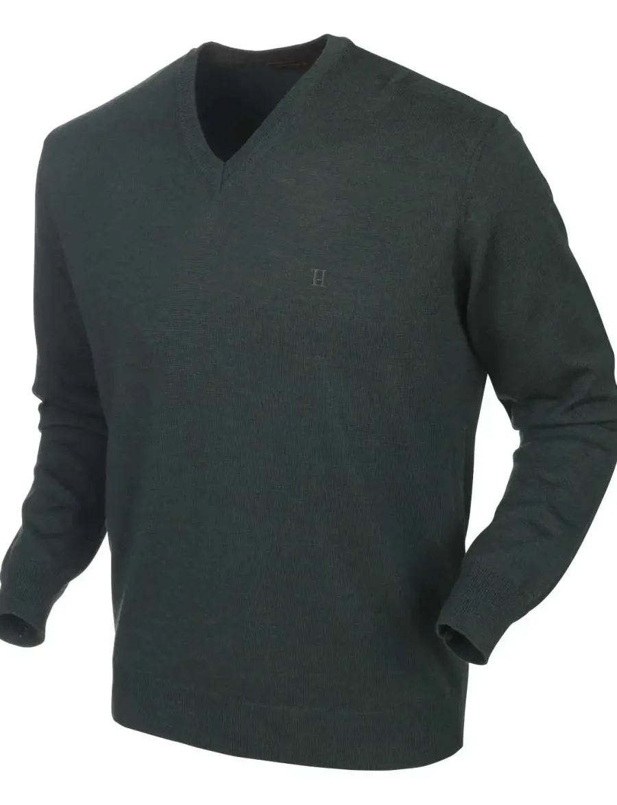 Harkila Glenmore Pullover - Mens Merino Knitwear - Deep Forest Green