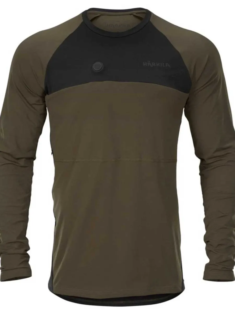 Harkila Heat Control L/S T-Shirt - Mens - Willow Green & Black